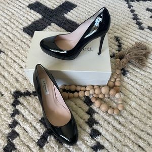 BRAND NEW + BOX LK Bennett EU 40.5 Black Patent Sledge Heels